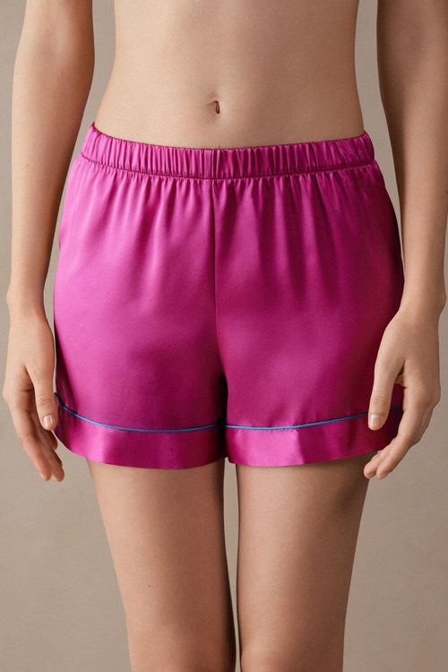 Silk Shorts with Contrast Trim